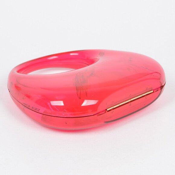 BNWT Brand New Hot Pink Molded Acrylic Top Handle Clutch Bag Crossbody Bag - Picture 4 of 6